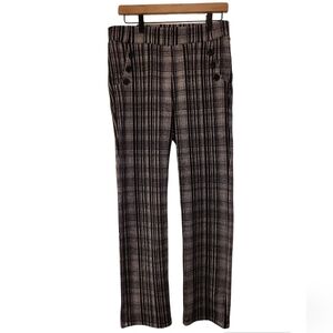 Betabrand, Textured Plaid Dress Pants, Yoga Straight Leg, Stretchy, Women's M Pe